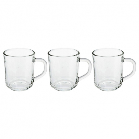 Set 3 cesti Excellent Houseware, sticla, 7.6x8.8 cm, 240 ml, transparent [0]