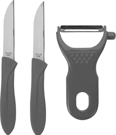 Set of 3 Koopman vegetable and fruit peelers, stainless steel/ABS, white [1]