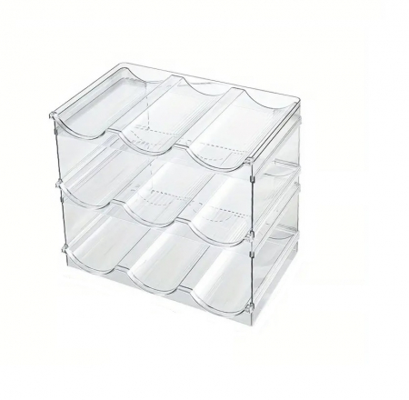 Universal - Set of 3 Zeller bottle storage boxes, stackable, plastic, 3x29x20x10 cm, transparent