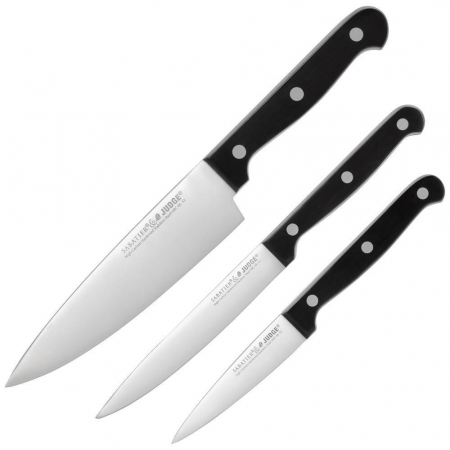 Cutite - Set 3 cutite Judge Classic, Oțel X30 CroMov13, 9/11/15 cm, argintiu/negru