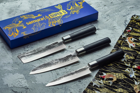 Set 3 cutite Samura-Super5, otel damasc, 37.8x13.2x4.1 cm, argintiu/negru [4]