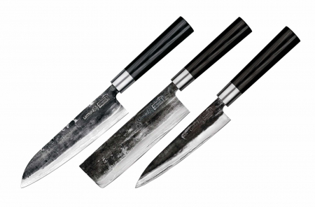 Knives - Set of 3 knives Samura-Super5, Damascus steel, 37.8x13.2x4.1 cm, silver/black
