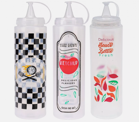 Depozitare alimente - Set 3 dispensere sosuri Excellent Houseware, plastic, 700 ml, multicolor