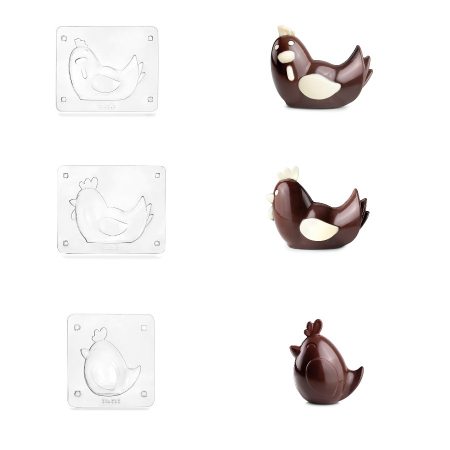 Tavi si forme prajituri - Set 3 forme ciocolata pentru pui Ibili, PET, 15x7x11 cm, transparent