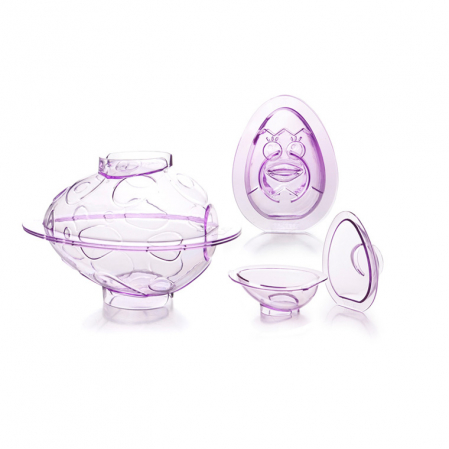 Tavi si forme prajituri - Set 3 forme ciocolata pentru oua de Paste Ibili, silicon, 16-11-8/12-9-6 cm, transparent