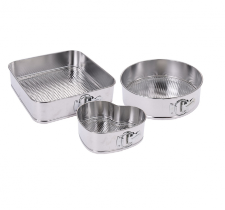Tavi detasabile - Set 3 forme tort detasabile La Cucina, aluminiu, 26x26x7.5 cm, argintiu