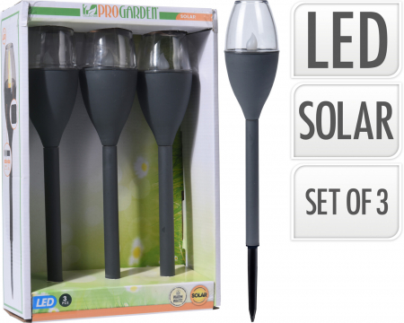 Set of 3 solar lighting lamps ProGarden, plastic, 38x6.5 cm, black [1]