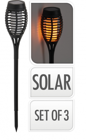 Set of 3 solar lighting lamps ProGarden, polypropylene, 7x48 cm, black [2]