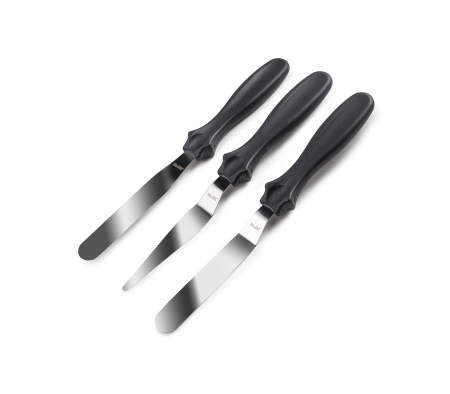 Ustensile cofetarie si patiserie - Set 3 mini spatule Ibili-Ecoprof, otel inoxidabil, 10 cm, negru