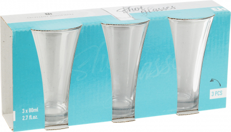 Vesela si tacamuri - Set 3 pahare shot Excellent Houseware, sticla, 5x8.5 cm, 80 ml, transparent