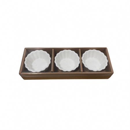 Platouri servire - Set 3 platouri servire Excellent Houseware, ceramica, 8.5x4 cm, alb