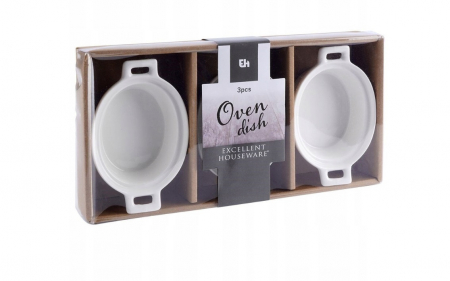 Set 3 ramekini Excellent Houseware, portelan, 14x9x4 cm, 130 ml, oval [1]