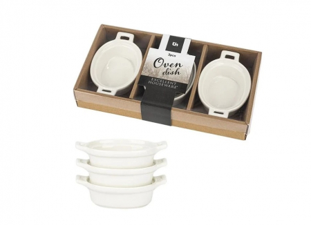 Set 3 ramekini Excellent Houseware, portelan, 14x9x4 cm, 130 ml, oval [2]