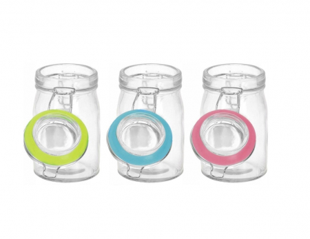 Depozitare alimente - Set 3 recipiente depozitare alimente Excellent Houseware, sticla/metal, 6.8x11.7 cm, 250 ml, multicolor
