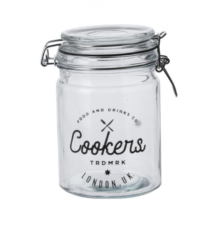 Set of 3 Excellent Houseware food storage containers, glass/metal, 9x14.5 cm, 750 ml, transparent [1]
