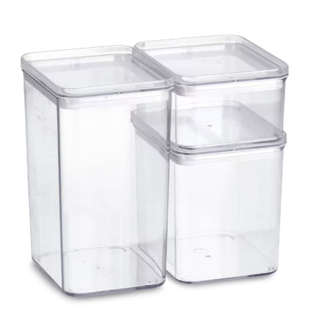 Caserole - Set 3 recipiente pentru alimente Zeller, plastic, 0.5 l/1.1 l/ 1.65 l, transparent