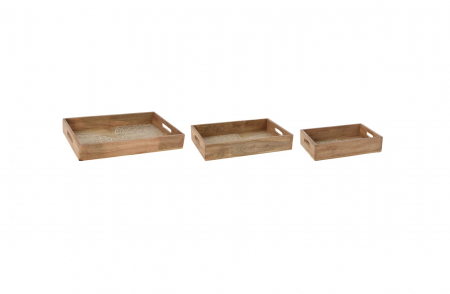 Articole pentru servire - Set 3 tavi servire Excellent Houseware, lemn mango, 45.5x29.5x7 cm, maro