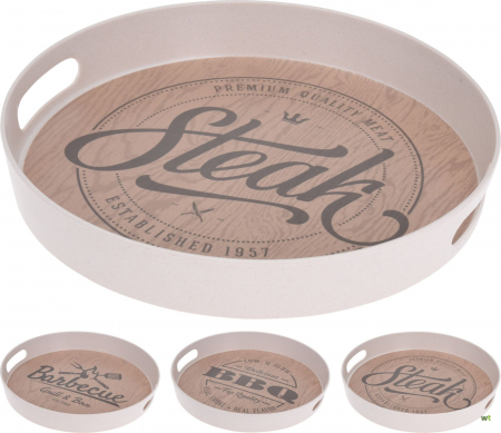 Articole pentru servire - Set 3 tavi servire Excellent Houseware, melamina, 30x4 cm, alb/maro