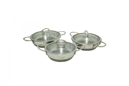 Set 3 tigai OMS-Eggpan, otel inoxidabil 18/10, 16/18/20 cm, argintiu [0]