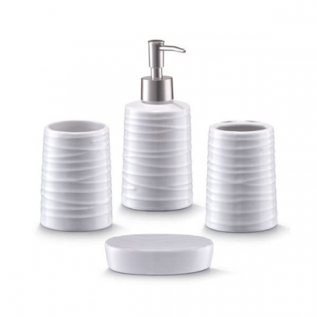 Accessories sets - Set of 4 Zeller bathroom accessories, ceramic, white