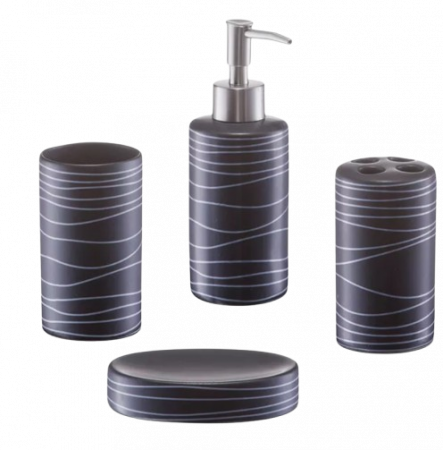 Seturi accesorii - Set 4 accesorii baie Zeller, ceramica, negru