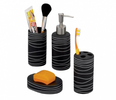 Set of 4 Zeller bathroom accessories, ceramic, black [1]