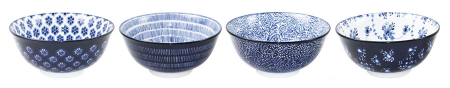 Boluri - Set 4 boluri asortate Ibili Armonia, portelan, 15x7 cm, 0.61 l, albastru