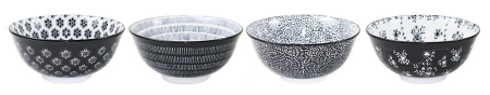 Set of 4 assorted bowls Ibili Armonia, porcelain, 15x7 cm, 0.61 l, black [0]