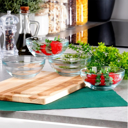 Set 4 boluri Excellent Houseware, sticla, 12x5 cm, 0.275 l, transparent [2]