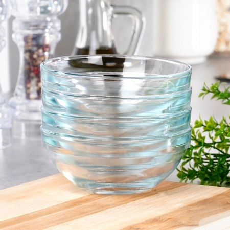 Set 4 boluri Excellent Houseware, sticla, 12x5 cm, 0.275 l, transparent [4]