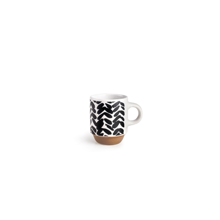 Set 4 cani cu suport Ibili, ceramica, 6x7.5 cm, 130 ml, alb/negru [4]