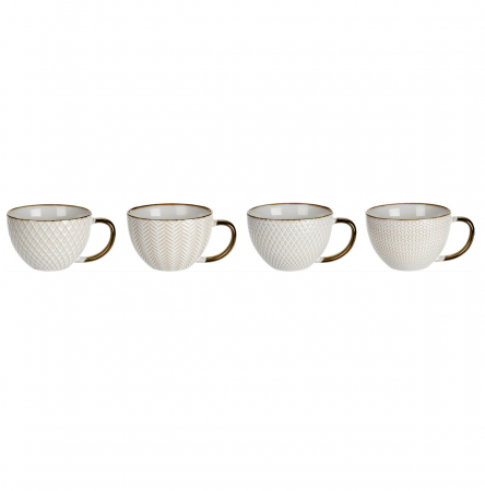 Cani - Set 4 cani Excellent Houseware, ceramica, 15x12x8 cm, 460 ml, alb