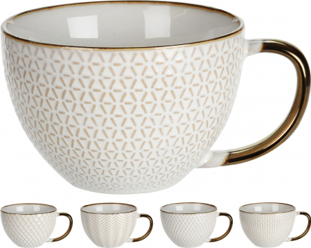 Set of 4 Excellent Houseware mugs, ceramic, 15x12x8 cm, 460 ml, white [5]