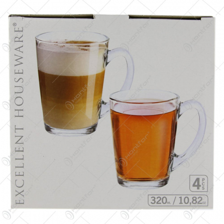 Set 4 cani servire ceai/cafea Koopman-Excellent Houseware, sticla termorezistenta, 8x11 cm, transparent [3]