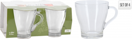 Set 4 cesti cafea/ceai Excellent Houseware, sticla, 9x9.5 cm, 300 ml, transparent [1]