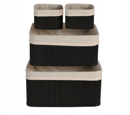 Universale - Set 4 cutii depozitare Home&Styling Collection, bambus, 38x27x18 cm, negru