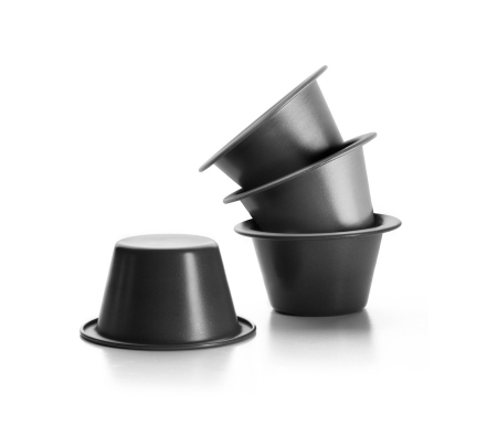 Tavi si forme prajituri - Set 4 forme budinca Ibili, otel, 8x5 cm, negru
