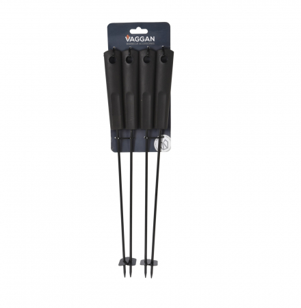 Ustensile gratar - Set 4 frigarui de gratar Vaggan, metal, 40 cm, negru