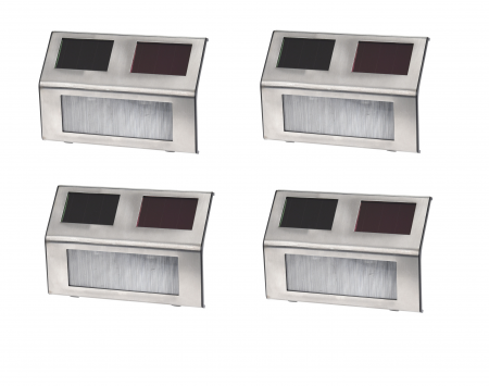 Corpuri iluminat exterior - Set 4 lampi iluminat solar ProGarden, otel inoxidabil, 14x9.5 cm, argintiu/negru
