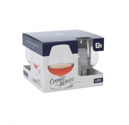 Set 4 pahare coniac Excellent Houseware, sticla, 5.6x13 cm, 350 ml, transparent [1]