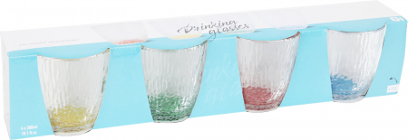 Pahare - Set 4 pahare Excellent Houseware, sticla, 8.5x9 cm, 300 ml, transparent/multicolor