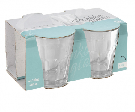 Set 4 pahare Excellent Houseware, sticla termorezistenta, 7x8 cm, 180 ml, transparent [1]