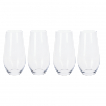 Vesela si tacamuri - Set 4 pahare apa Excellent Houseware, sticla cristalina, 6x15.5 cm, 580 ml, transparent