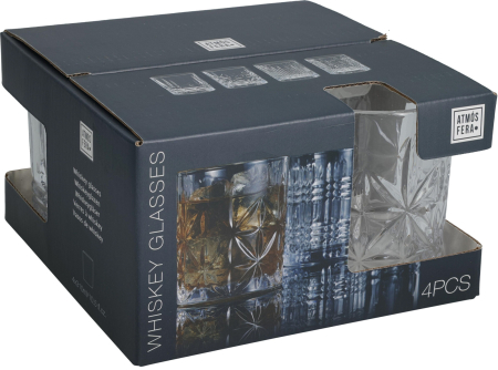 Pahare - Set 4 pahare whiskey Excellent Houseware, sticla, 8.2x9.2 cm, 310 ml, transparent