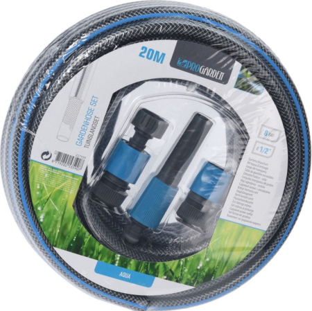 Pompe si furtunuri - Set 4 piese furtun de gradina ProGarden,  plastic, 20 m, negru