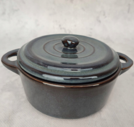 Set 4 ramekini cu capac Koopman, ceramica, 13.5x10x6.5 cm, 180 ml, rotund [9]