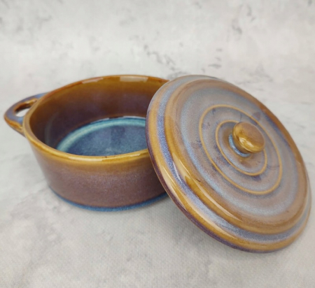 Set 4 ramekini cu capac Koopman, ceramica, 13.5x10x6.5 cm, 180 ml, rotund [6]