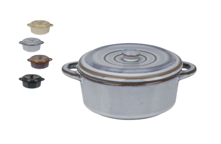 Set 4 ramekini cu capac Koopman International, ceramica, 17x13x6 cm, 350 ml, multicolor [1]