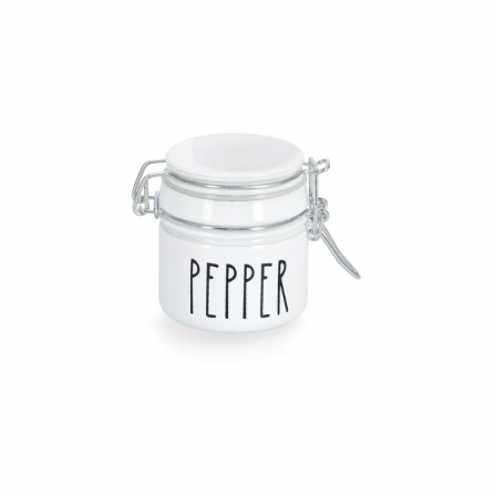 Set 4 recipiente depozitare condimente Zeller, sticla/metal, 270/100 ml, alb/negru [1]
