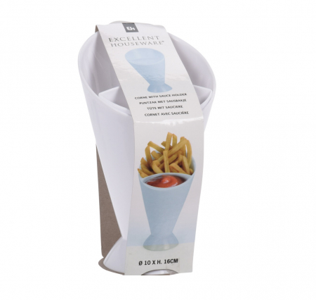 Set 4 recipiente servire cartofi prajiti Excellent Houseware, plastic, 9.5x16 cm, alb [1]